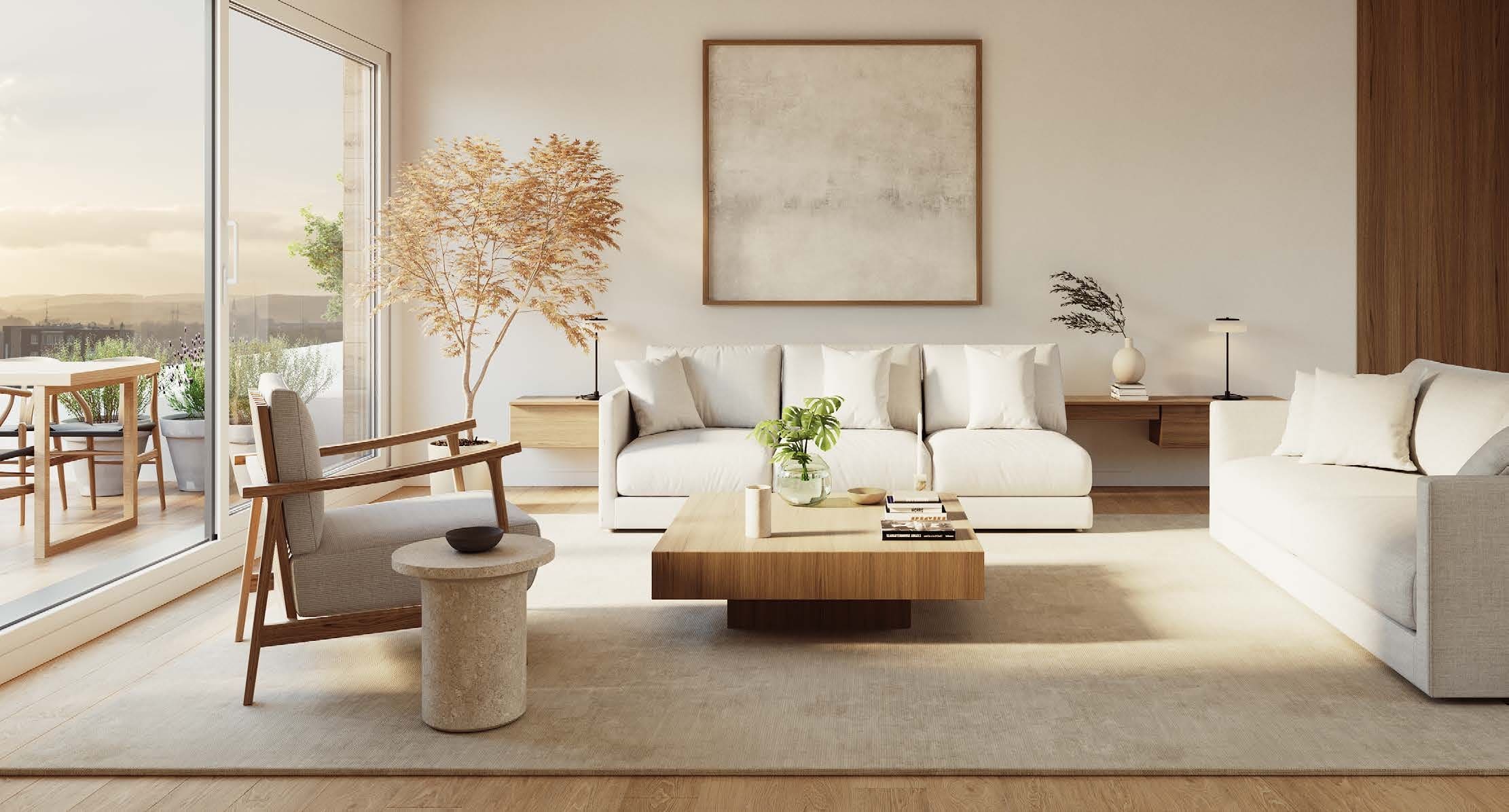 Salón con terraza y luz natural